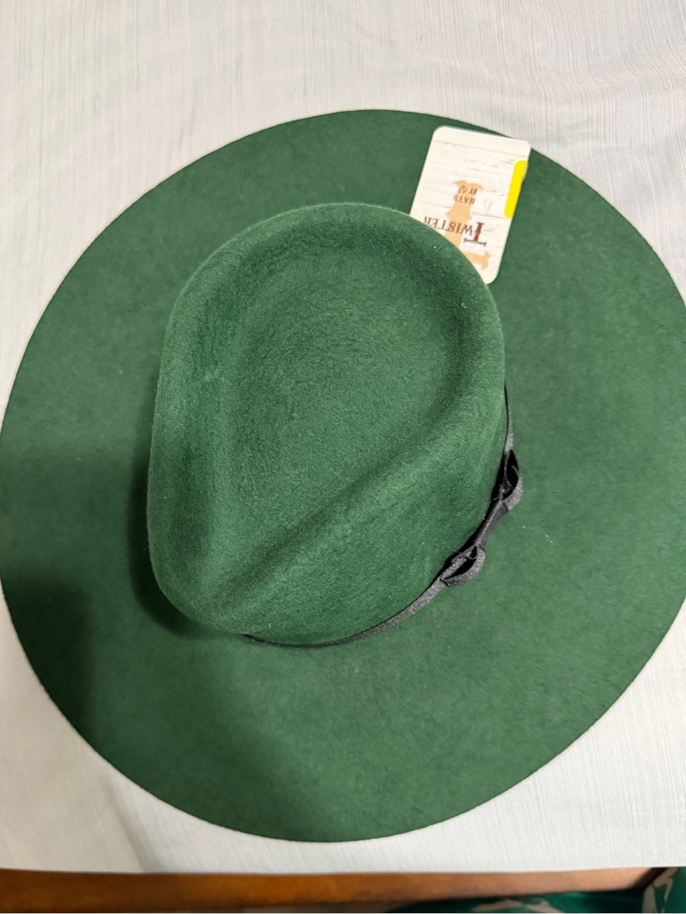 Twister Deep Green Wool Felt Fedora with Black Band